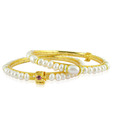 Jpearls Pearls & Purple Stones Studded Bangles  - Set Of 2