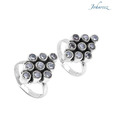 Johareez Alluring White Cubic Zircon Sterling Silver Toe Rings