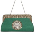 Aarna Craft Green Pearl & Zardozi Motif Clutch