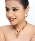 Kshitij Designer Red & Golden Necklace Set