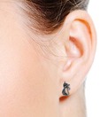 Revlis Cat Design Marcasite Sterling Silver Stud Earrings