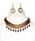 V R Designers Golden Layered Necklace Set