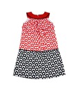 Infancy Red Cotton Floral Print Long Frock For Kids