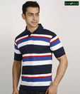 D-Green Navy Blue Stripes T-Shirt