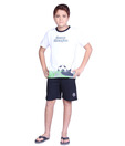 Happy Hours Champion White T-Shirt & Navy Blue Shorts For Kids