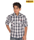 Pokins Yeppie Blue Checkered Shirt For Kids