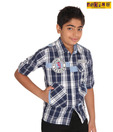 Pokins Intelligent Blue Checkered Shirt For Kids