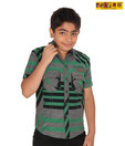 Pokins Green Grey Zapper Shirt For Kids