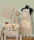 Swayam Cream & Black Kitchen Linen Set- Eight Pcs