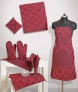 Swayam Maroon & Black Kitchen Linen Set- Eight Pcs