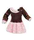 Kilkari Brown Embroidered Balloon Frock For Kids