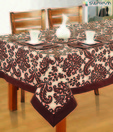 Swayam Choco Floral Print Table Sheet For Six Seater