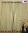 ARIANA Flower Blocks Blue Sheer Window Curtains
