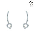 Ag Real Diamond White Dangling Heart Shape Earrings