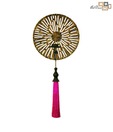 Art Deco Round Polished Candle Holder With Pink Tassel