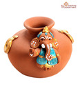 Aapno Rajasthan Terracotta Ganesha On Matki Showpiece
