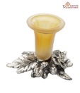 Aapno Rajasthan HandCrafted White Metal Candle Holder With Coloured Glass_Whm0917