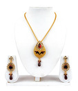 Adhira Finely Crafted Maroon & Golden Necklace Set