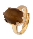 Aiza Plush Round Cut Cats Eye Ring