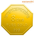 Anantamudra 8g 24 kt BIS Hallmarked Peacock Gold Coin In 995 Purity
