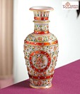 Aapno Rajasthan Orange & Gold Hand Painted Vase