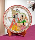 Aapno Rajasthan Carved Marble Plate With Radha Krishna