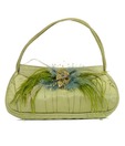 1 Bolzo Bottle Green Satin & Fur V11407 Clutch