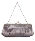 1 Bolzo Grey Pleated Shimmer Satin Clutch