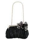 1Bolzo Black & Grey Flower Satin V11514 Clutch