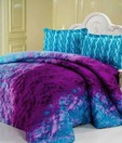 Skipper Blue & Purple Double Bed Sheet Set