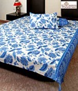 Aapno Rajasthan Floral Blue Double Bed Sheet Set