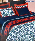 Bombay Dyeing Blue & White Floral Design Bed Sheet