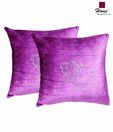 Home Set Of 2 Purple Cotton Velvet Cushion Covers