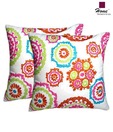 Home Bright Floral Embroidery Set Of 2 Cushion Covers