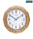 Rhythm Light Brown Leaf Print Wall Clock