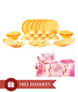Real Life Dinner Set- Yellow With Free Double Bed Sheet Set Worth Rs.999