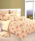 Swayam Beige & Pink Floral Double Bed Sheet Set