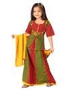 Little India Green & Red Lehnga Choli For Kids