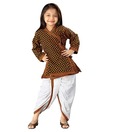 Little India Sweet Black, Golden & White Girls Dhoti Angarkha Set