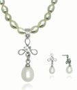 OPS. Enthralling Rhodium Plated Pearl Pendant Set DSNPS105