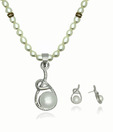 OPS. Appealing Rhodium Plated Pearl Pendant Set DSNPS149