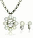 OPS. Elegant Rhodium Plated Pearl Pendant Set DSNPS15