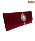 Moksh Gorgeous Maroon Velvet Clutch