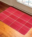 Dekor World Red Checkered Cotton Rug
