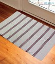 Dekor World Cream Striped Cotton Rug