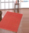 Dekor World Woven Checkered Pattern Brown & Red Rug