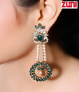 Zuni Designer White & Red Earrings with Free Earrings