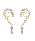 Styleos Long Golden Vine-n-Drop Earrings