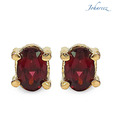 Johareez Oval Shape Genuine Garnet Gold Plated Studs