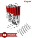 Elegante Deep Red Stainless Steel Cutlery Set - 25 Pcs